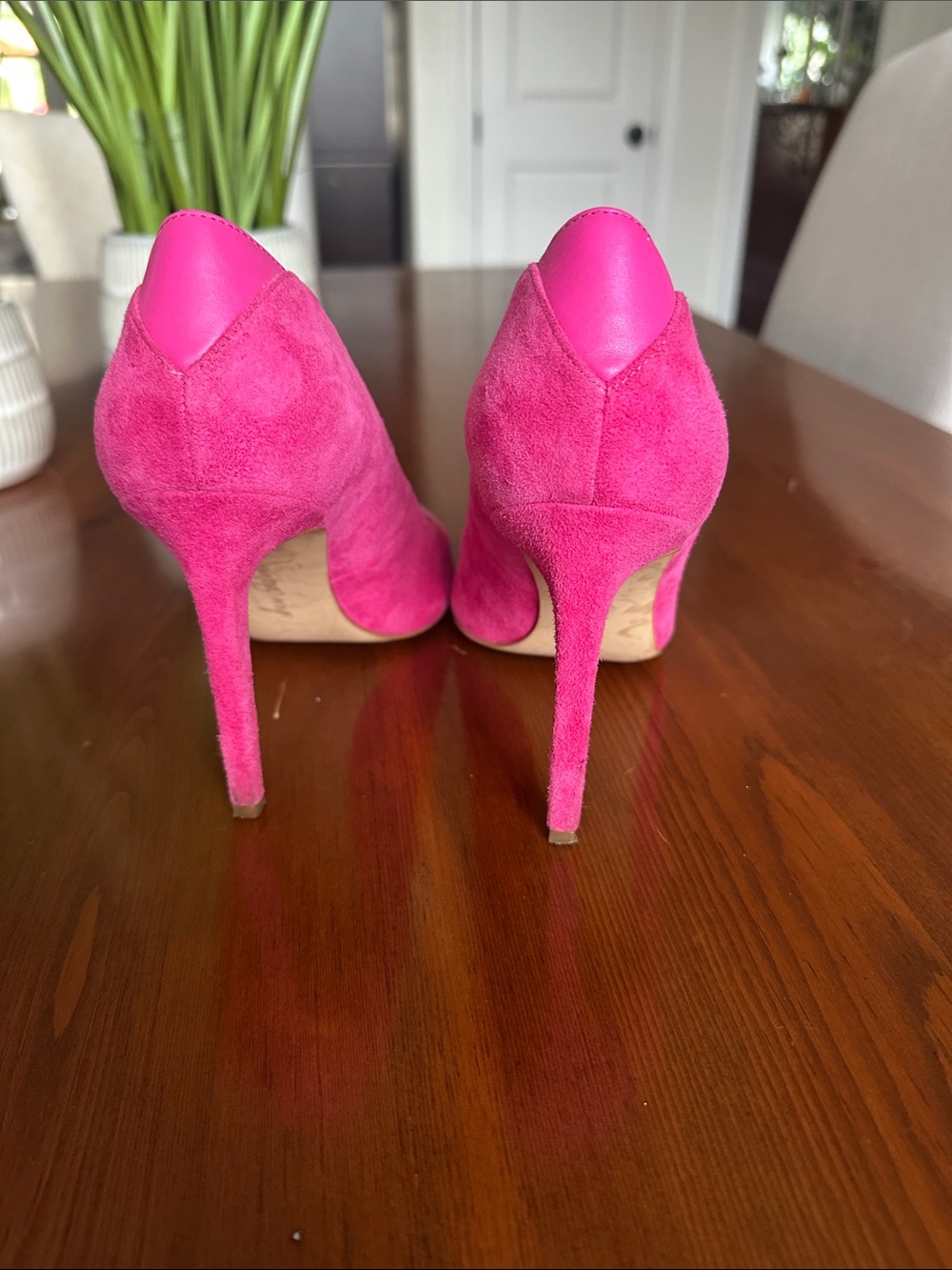 Sam Edelman Hot Pink Suede Pointed-Toe Heels - Picture 3 of 5